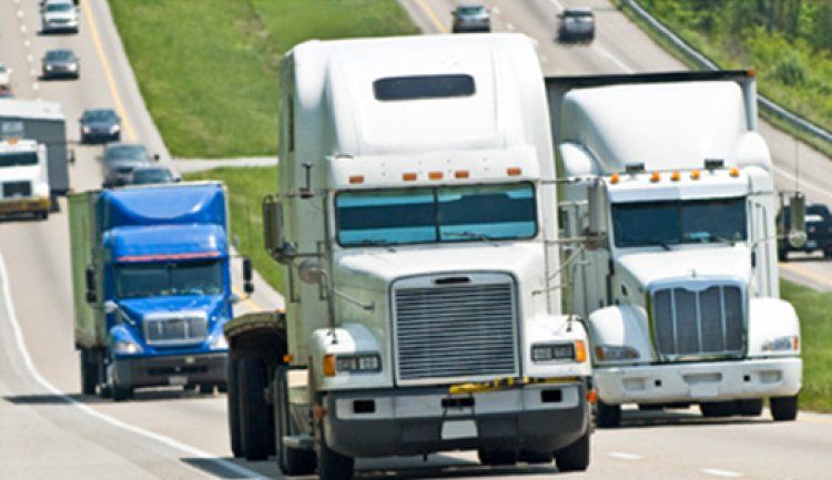 Trailer trucks on highway