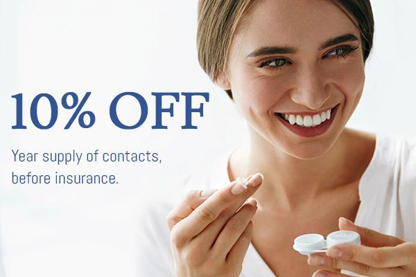 10% OFF Year supply of contacts, before insurance.
