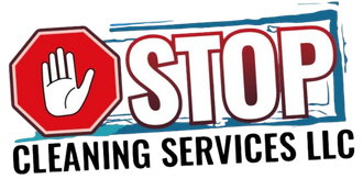 The logo for stop cleaning services llc has a hand in a stop sign.