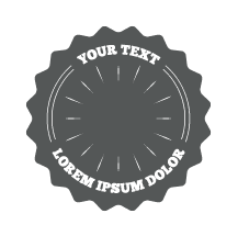 A circular label with the words your text lorem ipsum dolor
