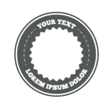 A circle with your text and lorem ipsum dolor written on it