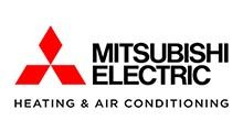 The mitsubishi electric logo is for heating and air conditioning.