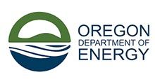 The oregon department of energy logo is a blue and green circle with a mountain in the middle.