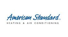 The american standard heating and air conditioning logo is blue and white.