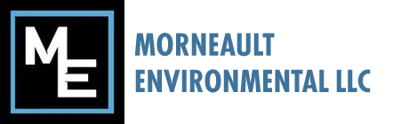 Logo for Morneault Environmental LLC: a blue "ME" monogram in a black square next to the text in blue on a white background.