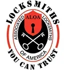 ALOA logo: Red shield with keyhole and crossed keys, surrounded by text,