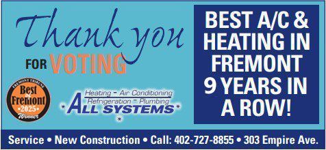 Thank you for voting best A/C & heating in Fremont 9 years in a row
