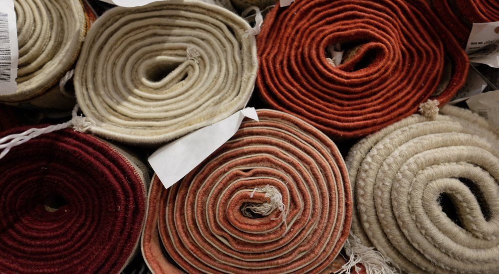 Rolled-up carpets