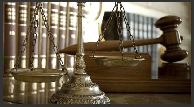 Justice scale and a gavel
