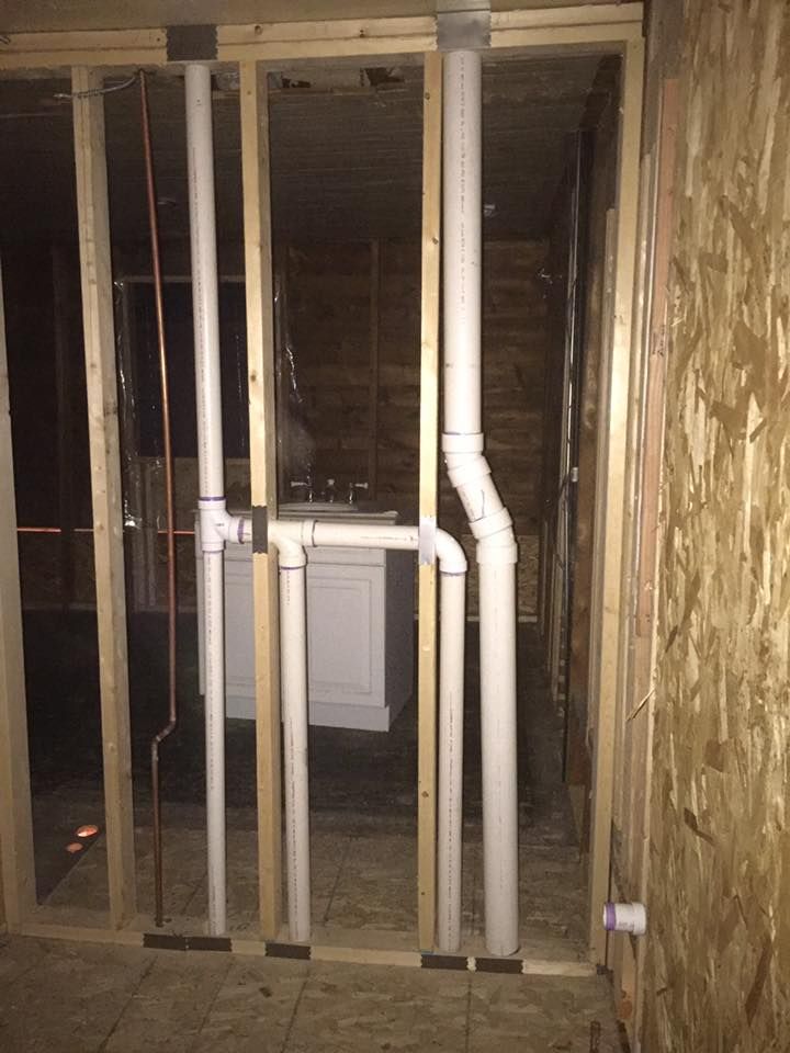 A room with a lot of pipes coming out of it.