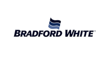 Bradford White logo with dark blue text and a stylized flag icon.