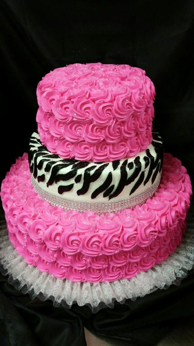 3 tier Infinity rose and zebra  cakes