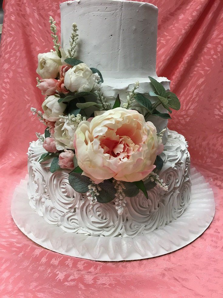 3 tier rosette wedding cake