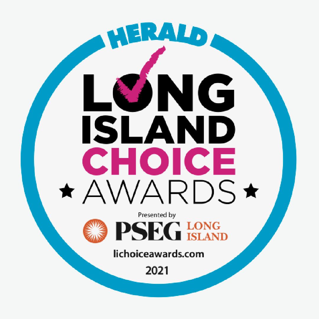 Long Island Choice Awards logo. Blue, white, and pink with