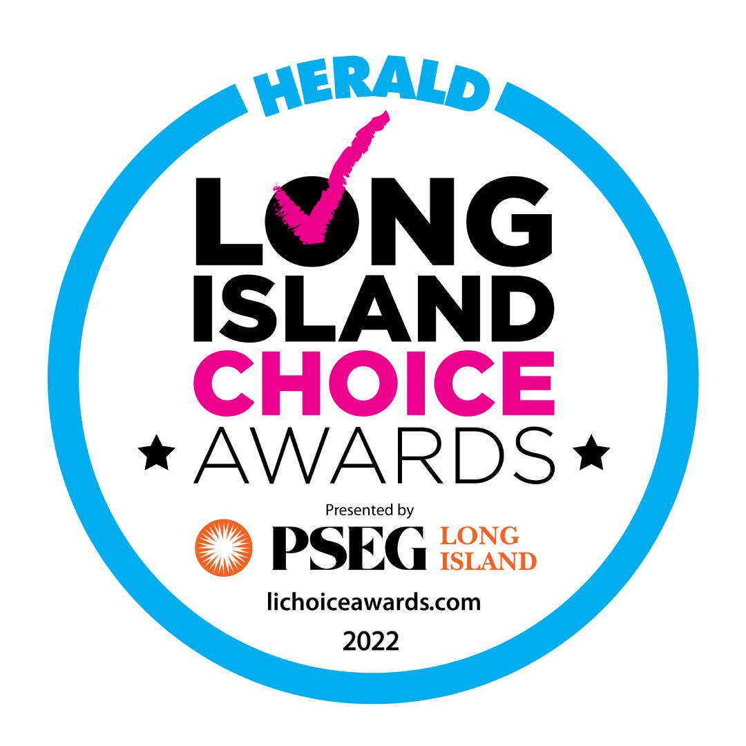 Long Island Choice Awards logo, with blue circle, black text, pink checkmark, and