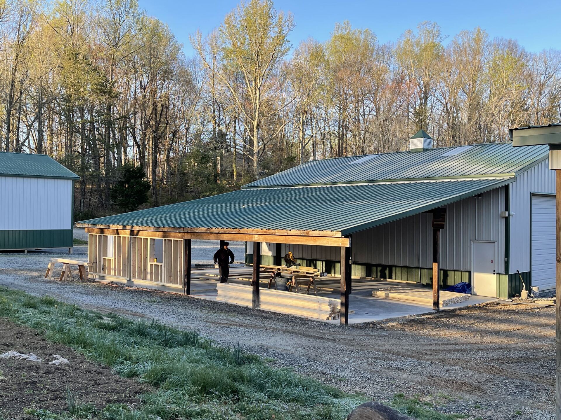 Metal house surrounded with trees