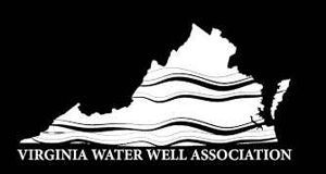 A black and white logo for the virginia water well association.