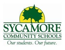 Sycamore Community Schools logo: green sycamore leaf over a yellow sun, beneath the school's name and slogan.