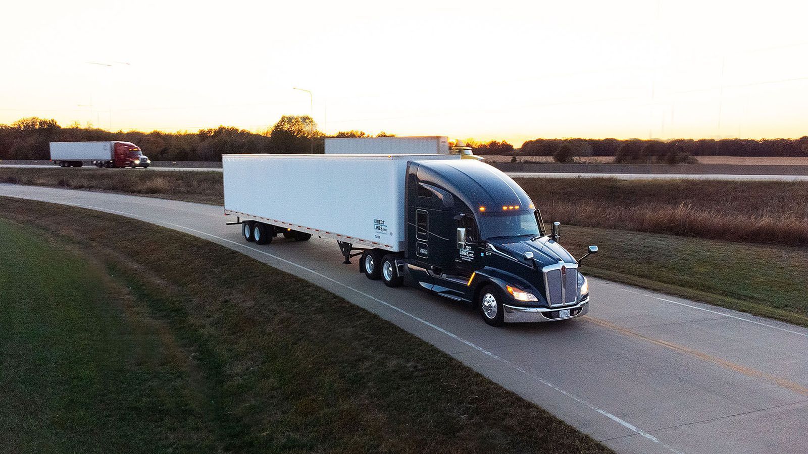 Semi-truck driving on a highway