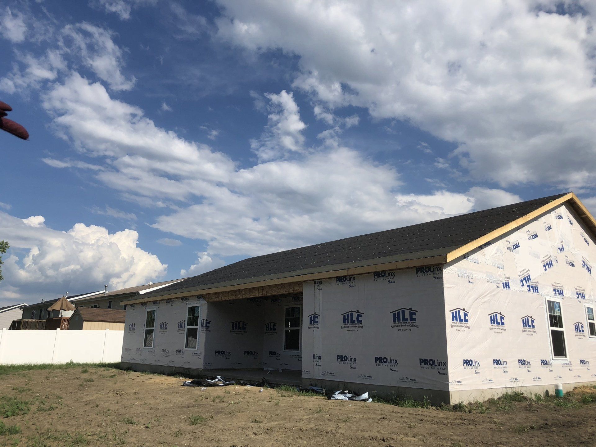 Newly installed residential roof
