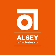 ALSEY refractories co. logo in white on an orange background