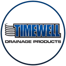TIMEWELL Drainage Products logo in blue and black inside a blue circle
