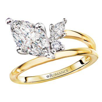 A yellow gold ring with a diamond in the shape of a butterfly.