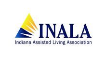 INALA logo with yellow triangle and blue text, Indiana Assisted Living Association