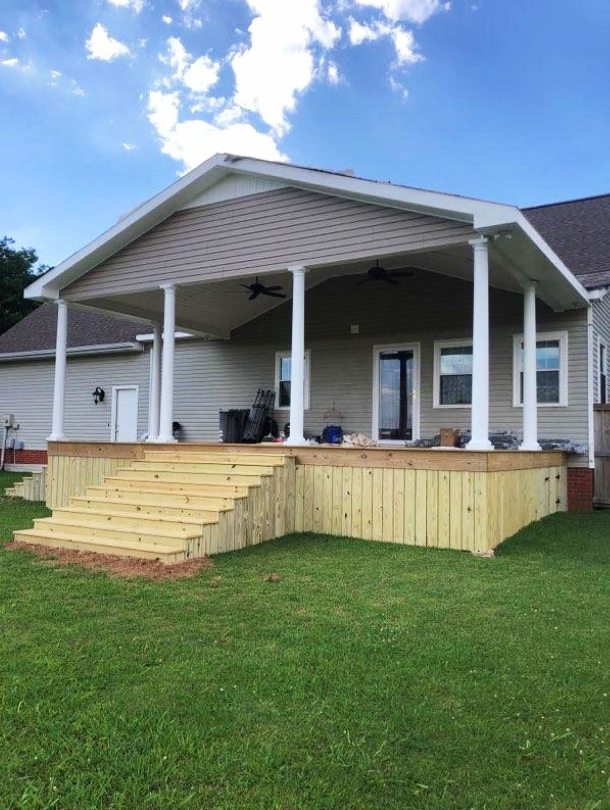 A house with a newly added porch