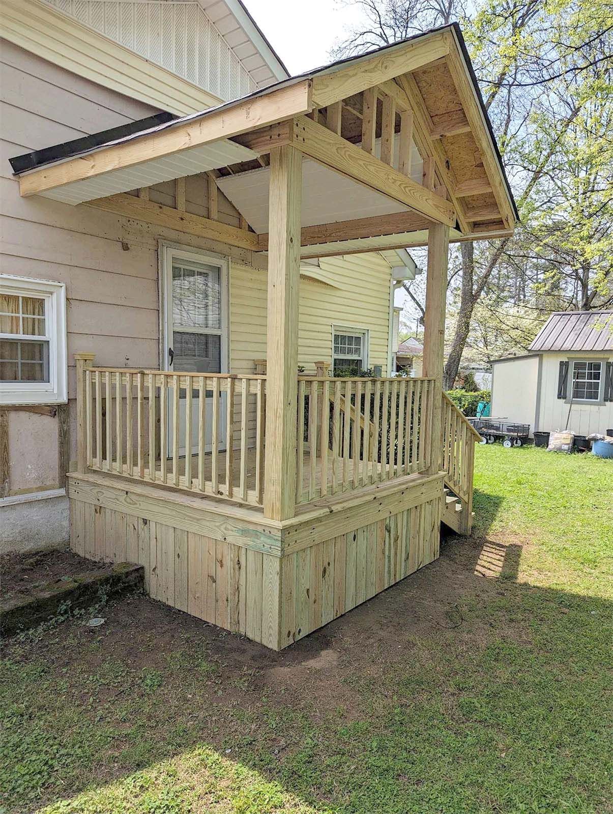 A house with a newly repaired porch