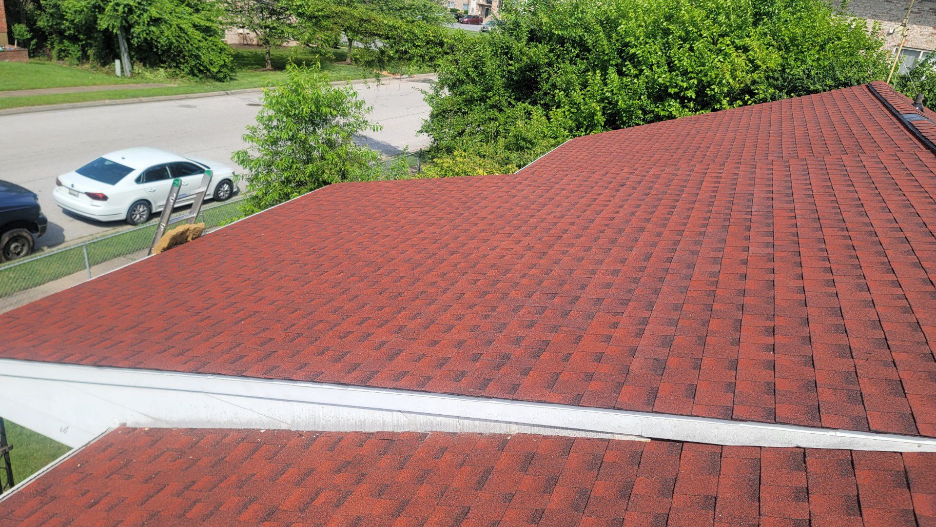 A red residential roof.