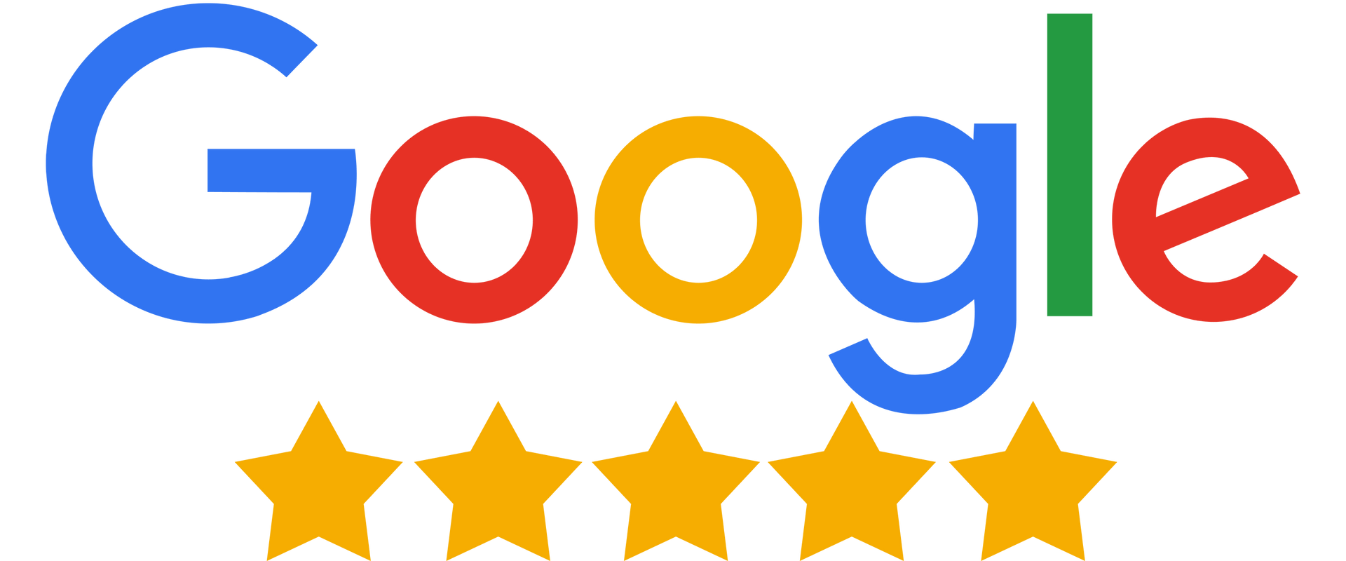 Google logo with five stars.