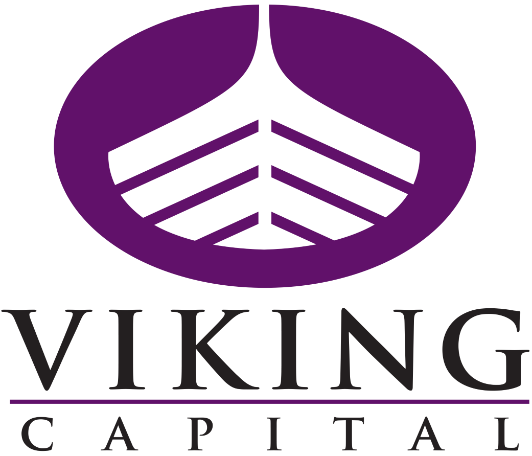 Purple Viking longship logo above the words