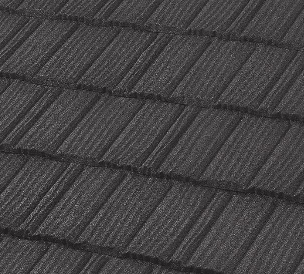 A close up of a black roof tile.