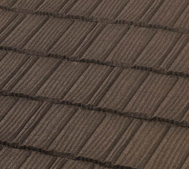 A close up of a brown roof tile.