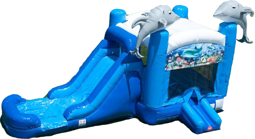 5-in-1 Dolphin Combo Bouncer with Slide