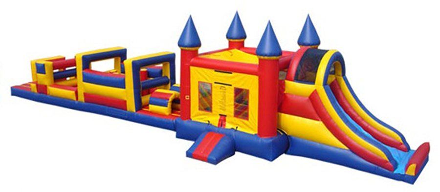 61' Obstacle Course Combo with Moonwalk Bouncer and Slide