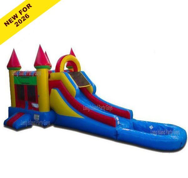 Rainbow Castle Combo Bounce House Front View