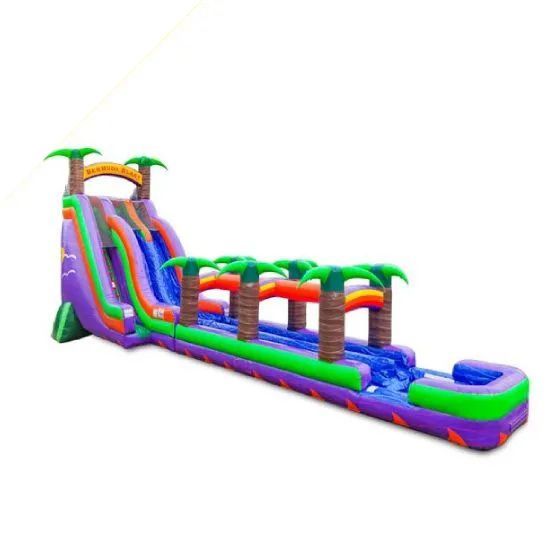 Colorful inflatable water slide with pool and “NEW FOR 2025” banner