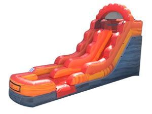 A red and orange water slide