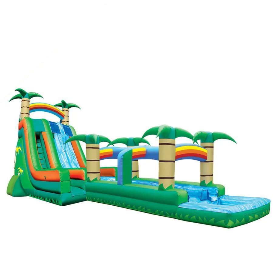 27' Tropical Double Lane Water Slide with Slip and Slide Side View