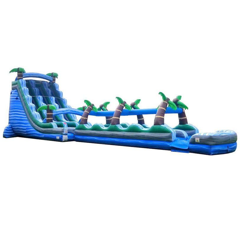 22' Tropical Blue Marble Double Lane Water Slide with Slip and Slide