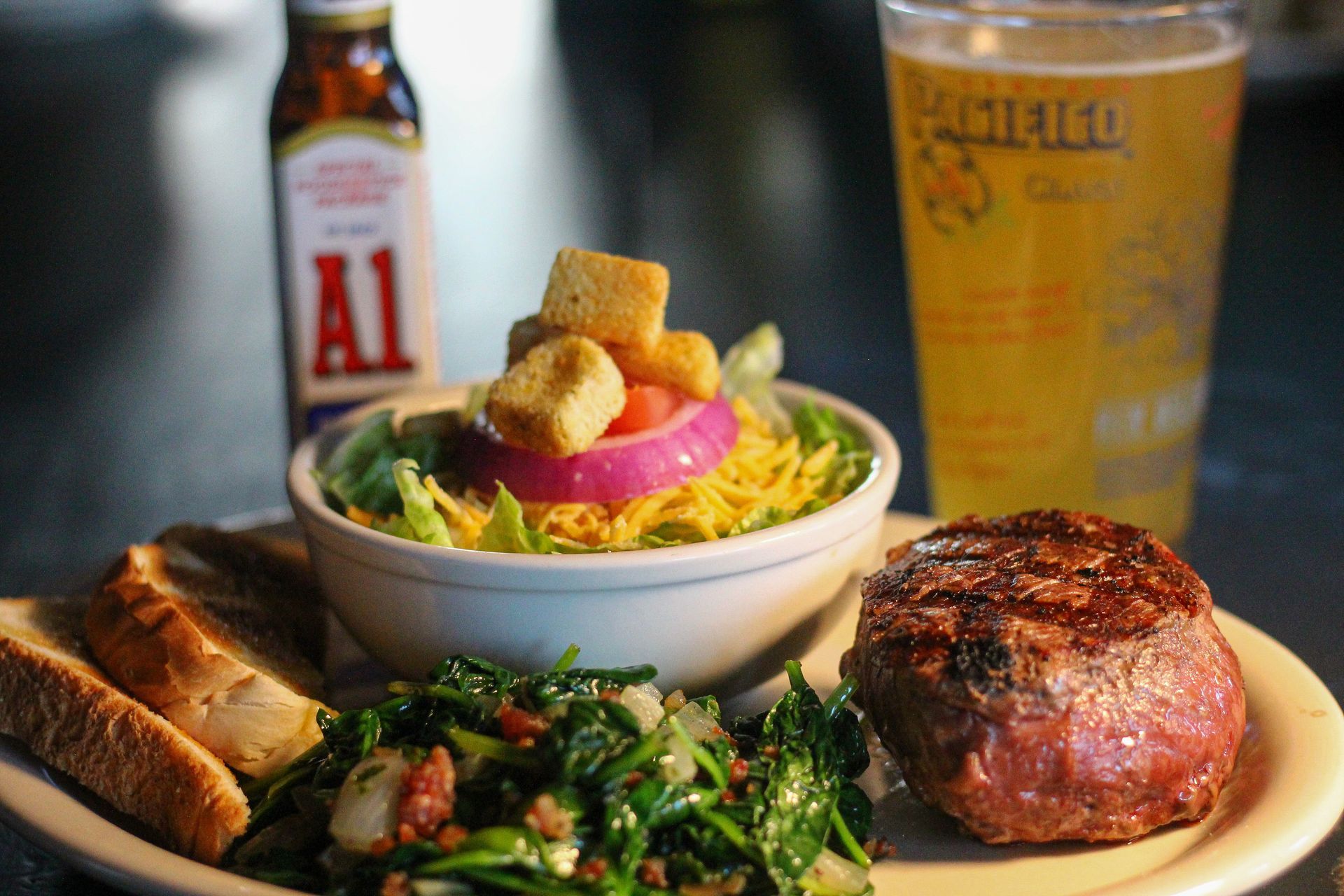 Salad & Steak Platter with Beer