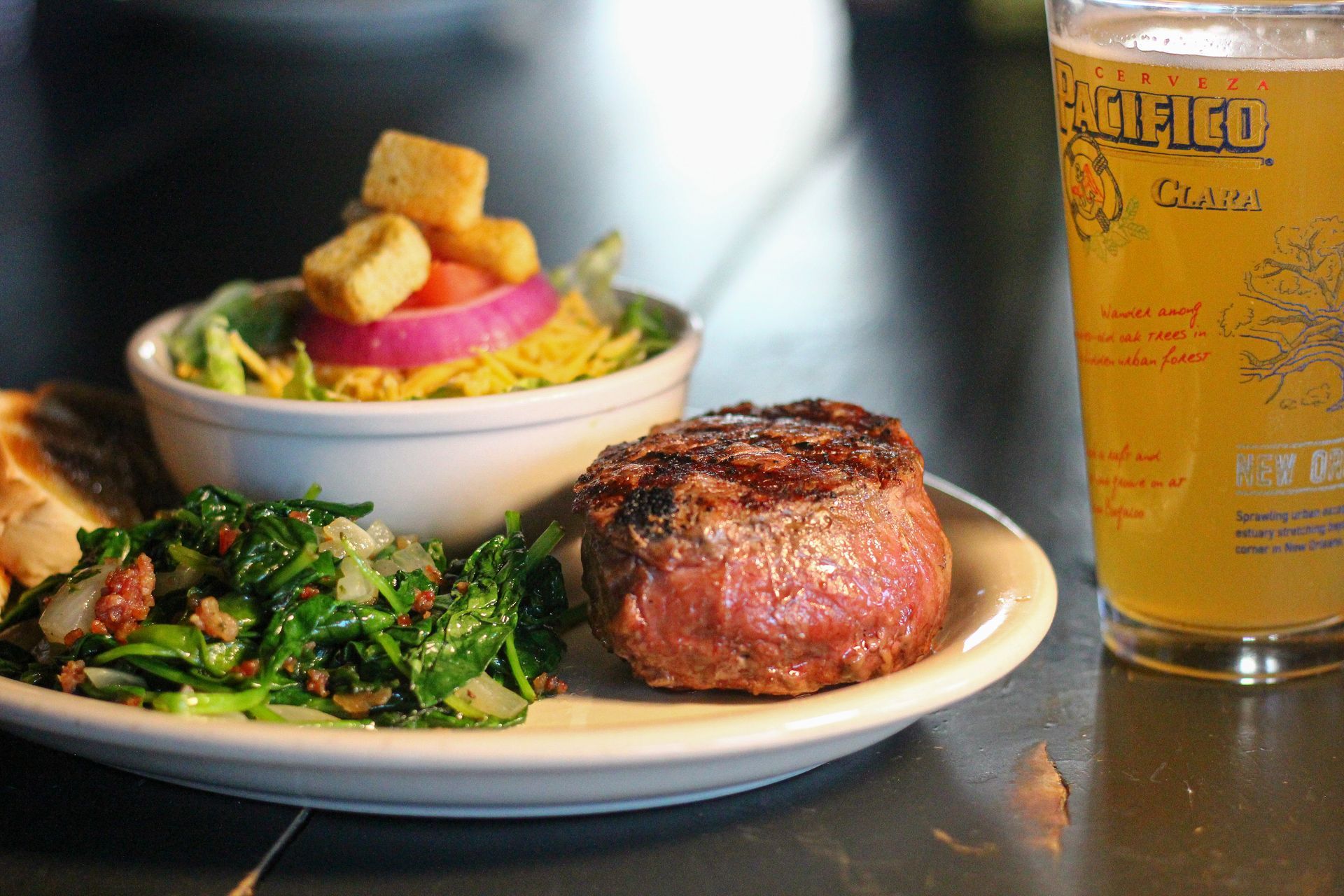 Steak, Salad, & Cold Beer