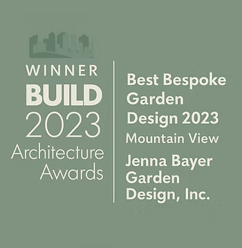 Winner Build 2023 Architecture Awards badge for Best Bespoke Garden Design, Mountain View, Jenna Bayer Garden Design, Inc.
