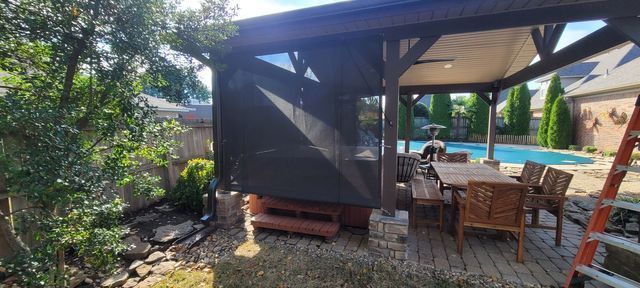 Manual role up curtains