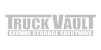 A logo for truck vault secure storage solutions.