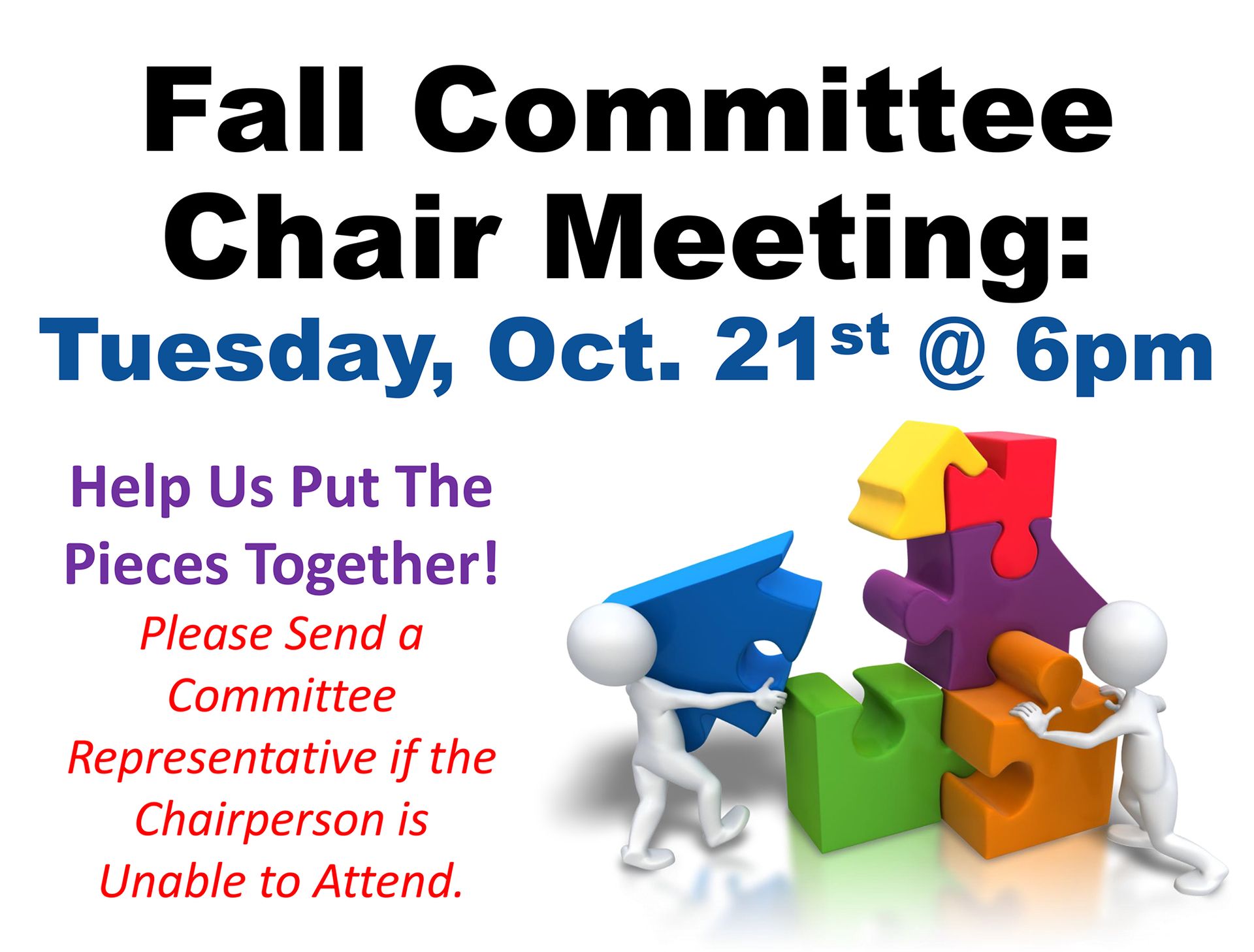 Fall Committee Chair Meeting announcement.
