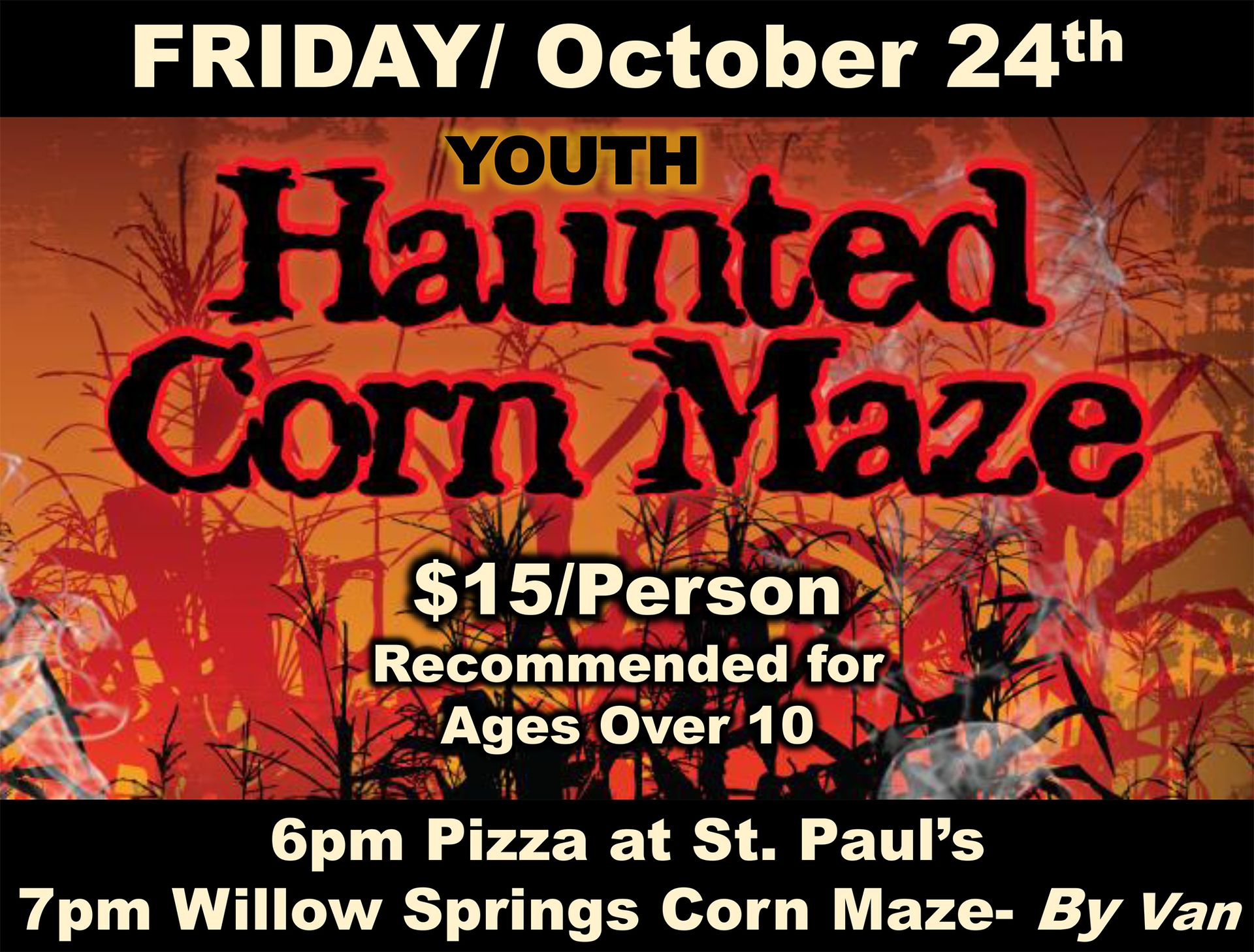Poster for a Youth Haunted Corn Maze