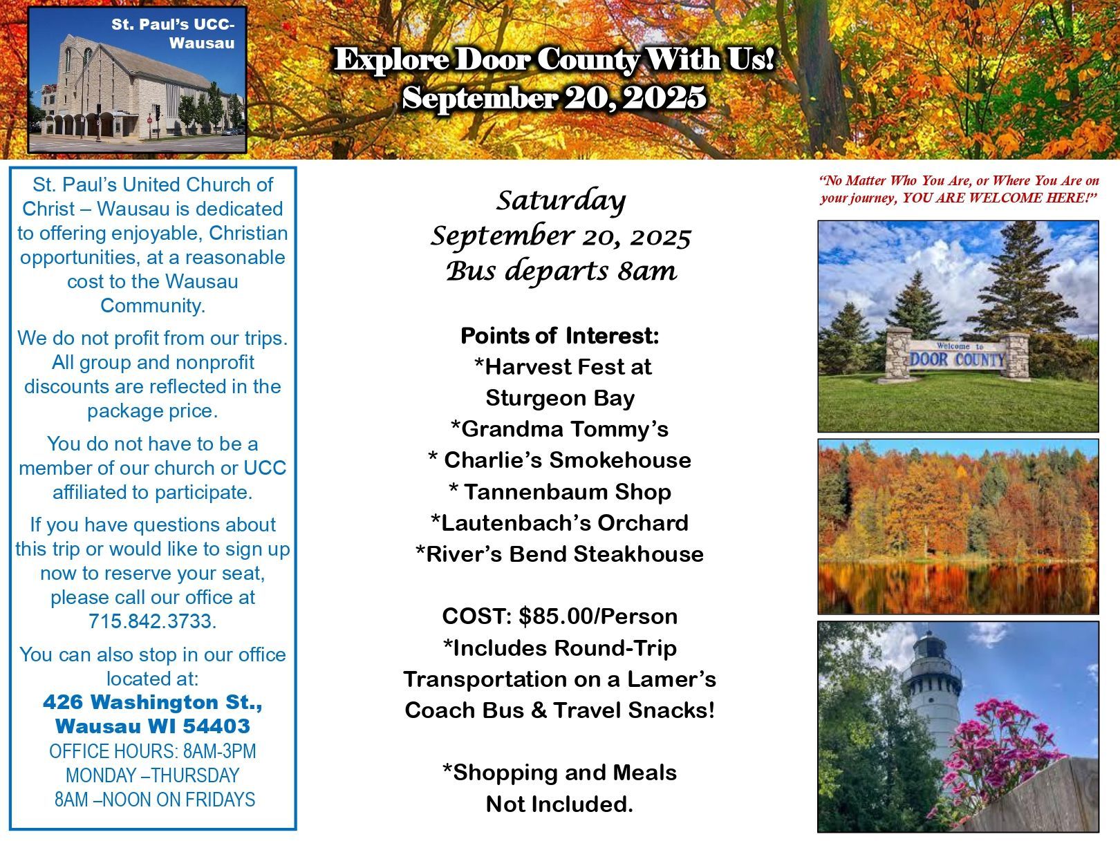 A brochure that says Explore Door County with us